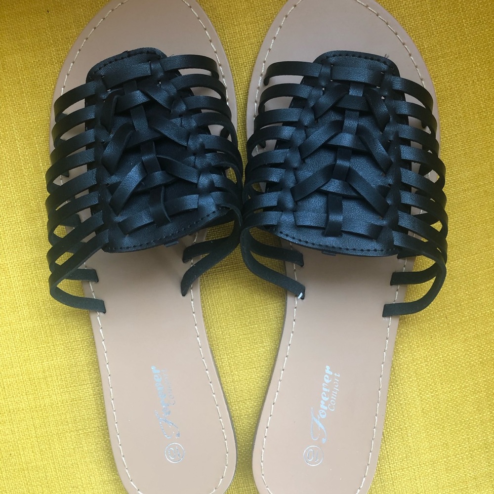 Black slide on flip flops - Never worn